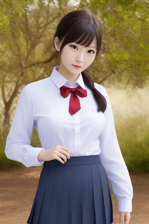 64572-2566375963-best quality, masterpiece,real,realistic, photo,photorealistic, looking at viewer,1girl,_xiaofu,school uniform,shirt,skirt,long.png